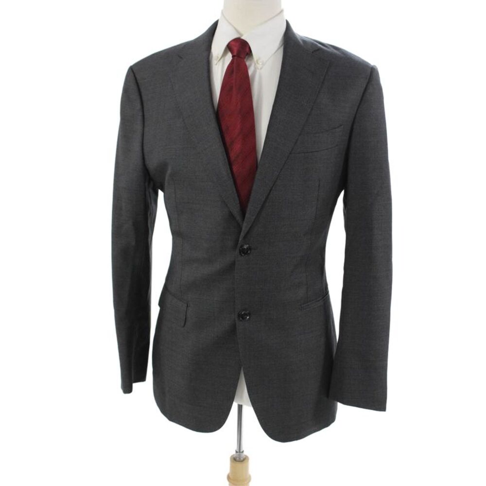 Suit Supply Men Dark Gray Wool Suit Jacket Button Collared Size 40